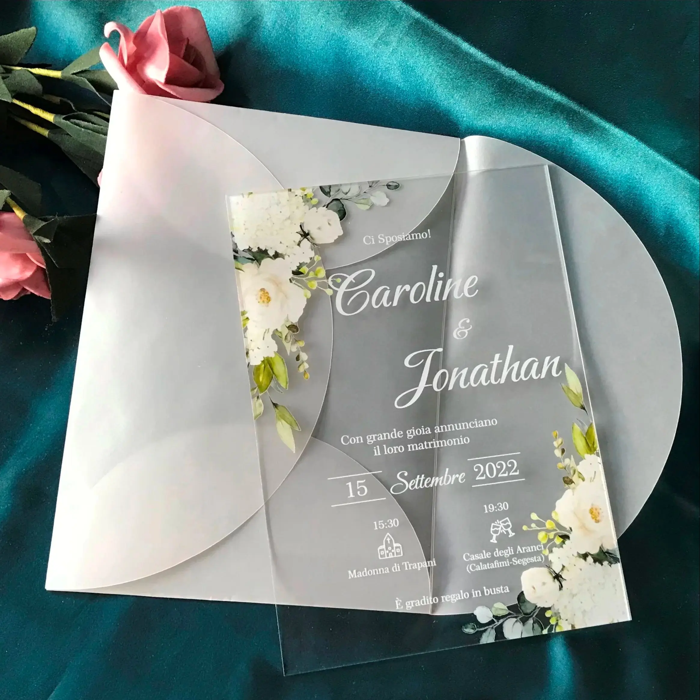 Custom Acrylic Wedding Invitation, Semi-Transparent Envelope,Clear 1mm Acrylic Invitation, 10Pcs