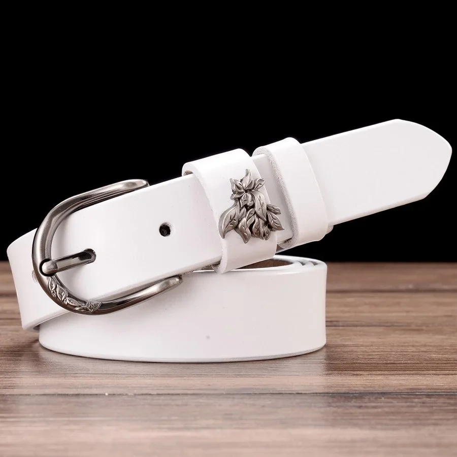 YKLYMYXJUNIA femmes ceinture en cuir nouvelle ceinture femme peau de vache avec boucle en alliage largeur: 2.8 cm 95-110 cm