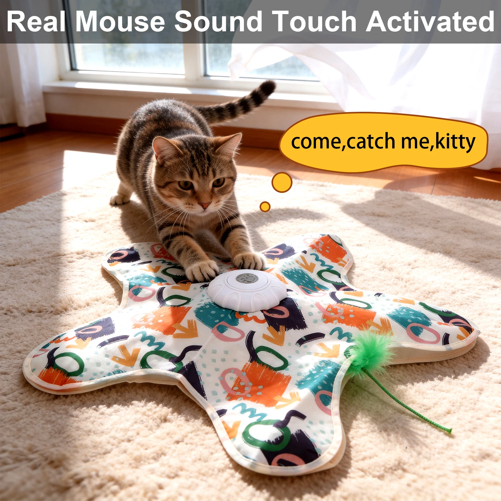 Juguete interactivo eléctrico para gatos – Varita con plumas y pelota - imagen 4