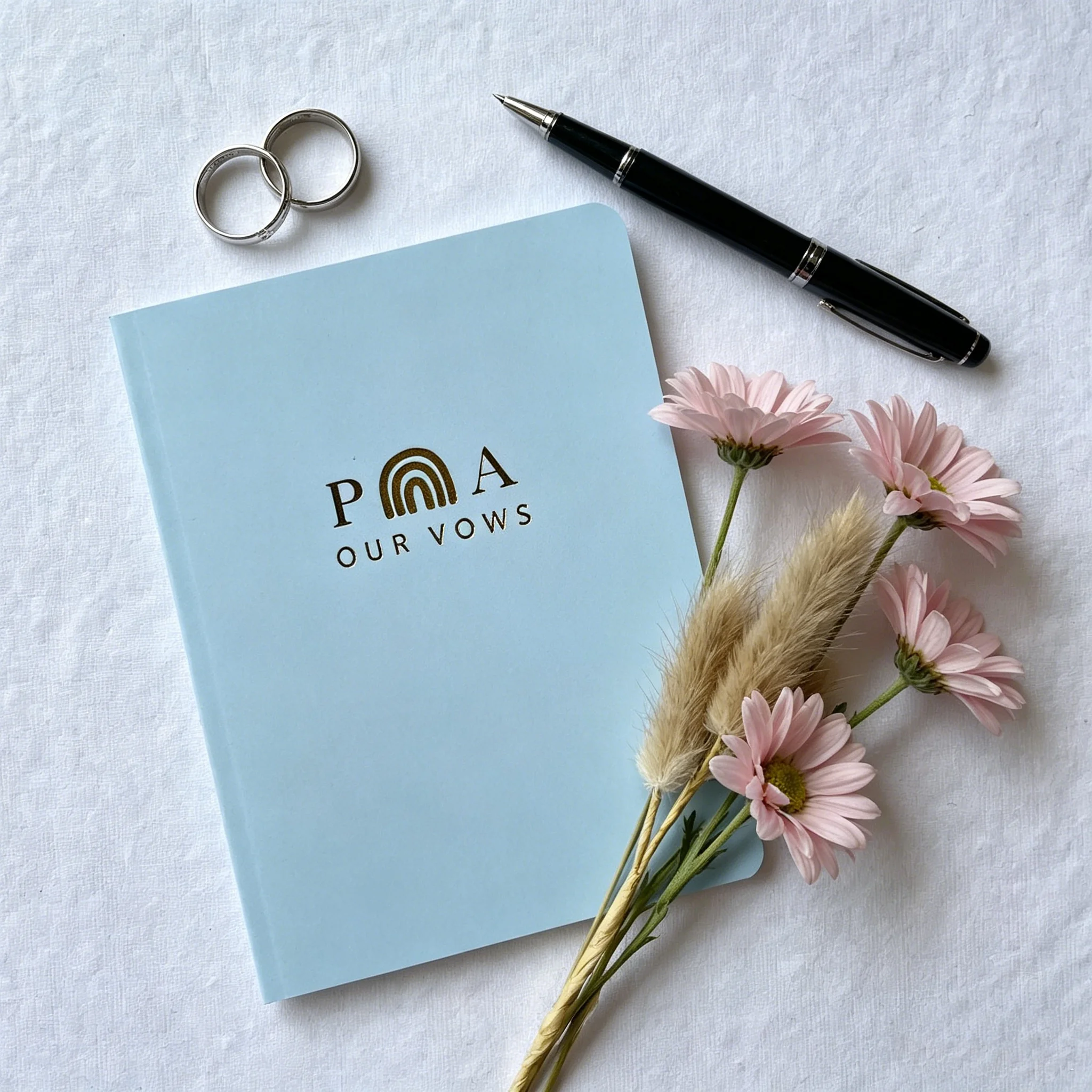 

Personalized Gold Foiled Rustic Mountain Wedding Vow Book Set of 2, Custom Bride & Groom Gift