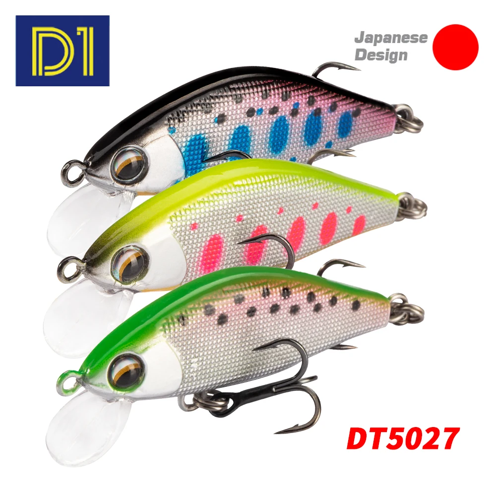 

D1 Minnow Fishing Lure Sinking Hard Bait 3pcs 45mm 4g Wobblers Artificial Jerkbait Mini Plastic Crankbait Sea Bass Pesca Perch