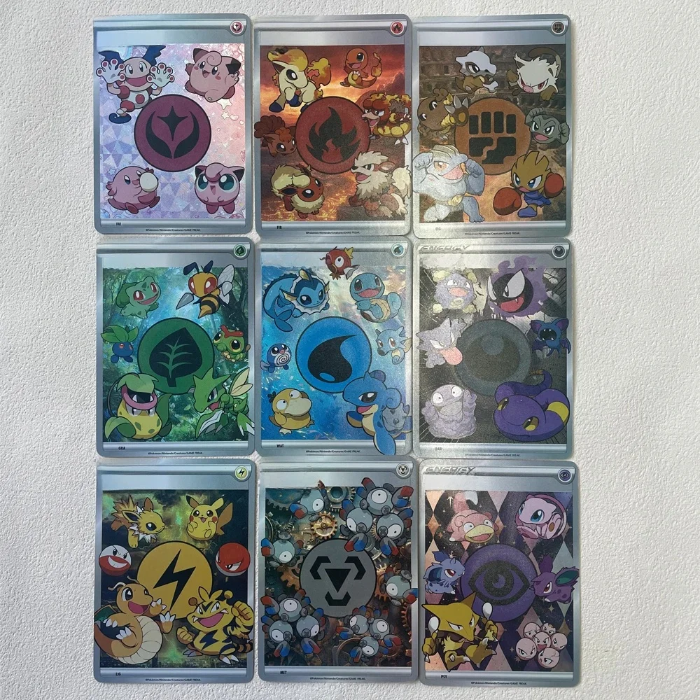 9 pièces/ensemble bricolage Pokemon auto-fait Ptcg carte d'énergie Charmander Bulbasaur écureuil carte Flash jeu classique Anime cartes de Collection