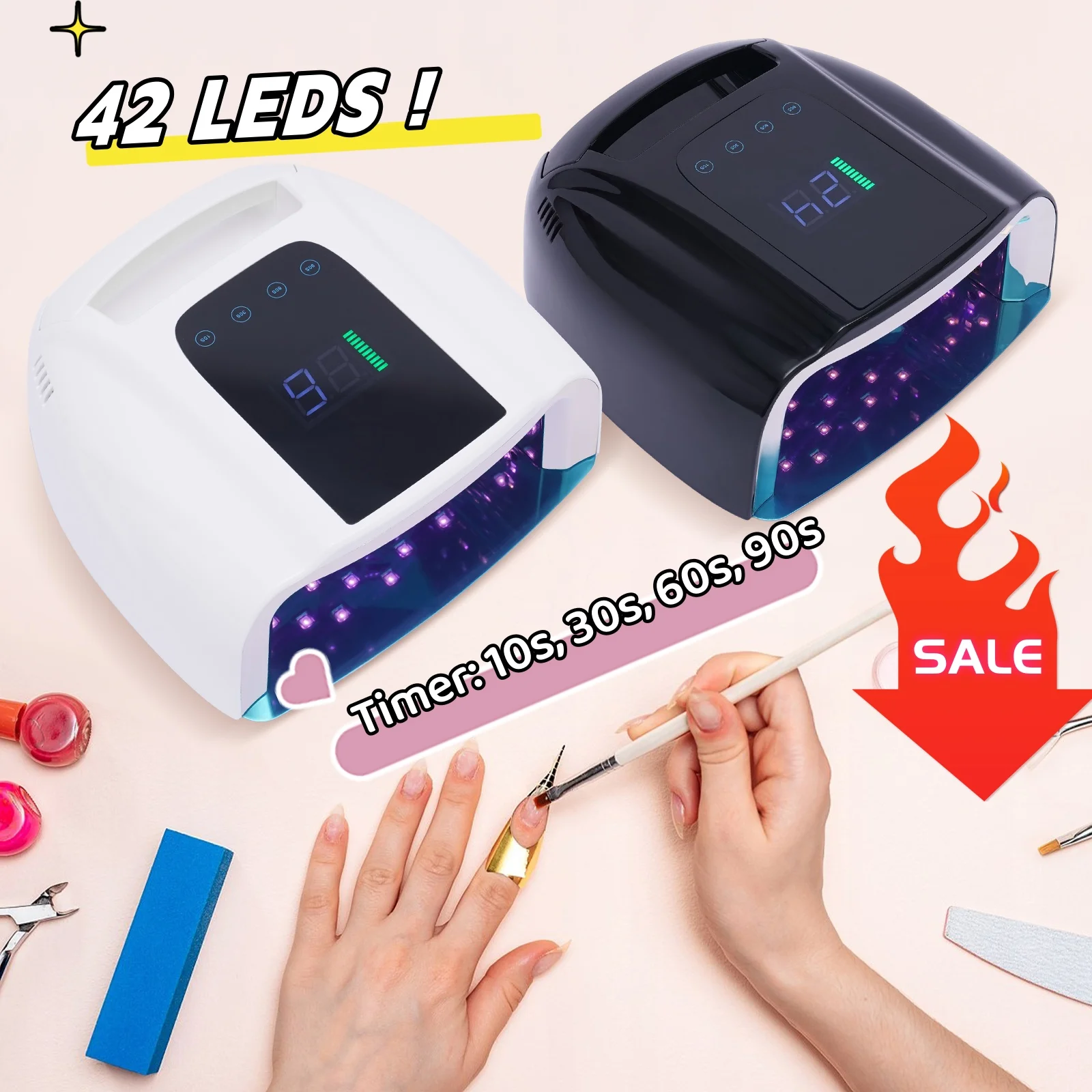 Rechargeable UV LED Nail lamp 96W Cordless Dryer Gel Nail Polish Curing Lamp Quick Dry Nail Machine Black/White