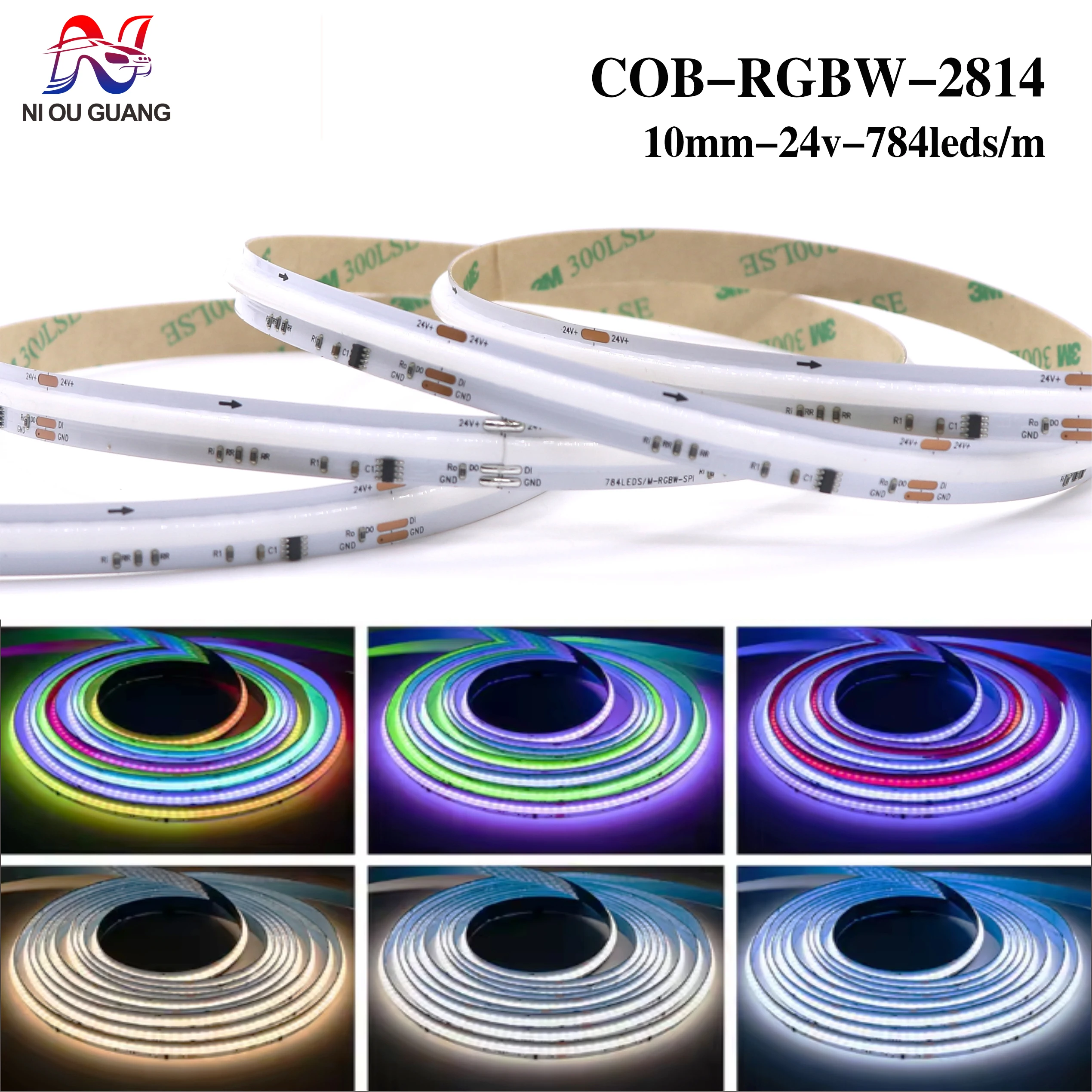 RGBW COB LED Light Strip Pixel Addressable 784LEDs RGB Dream Full Color 10mm DC24V WS2814 WS2811 High Density Flexible COB Light