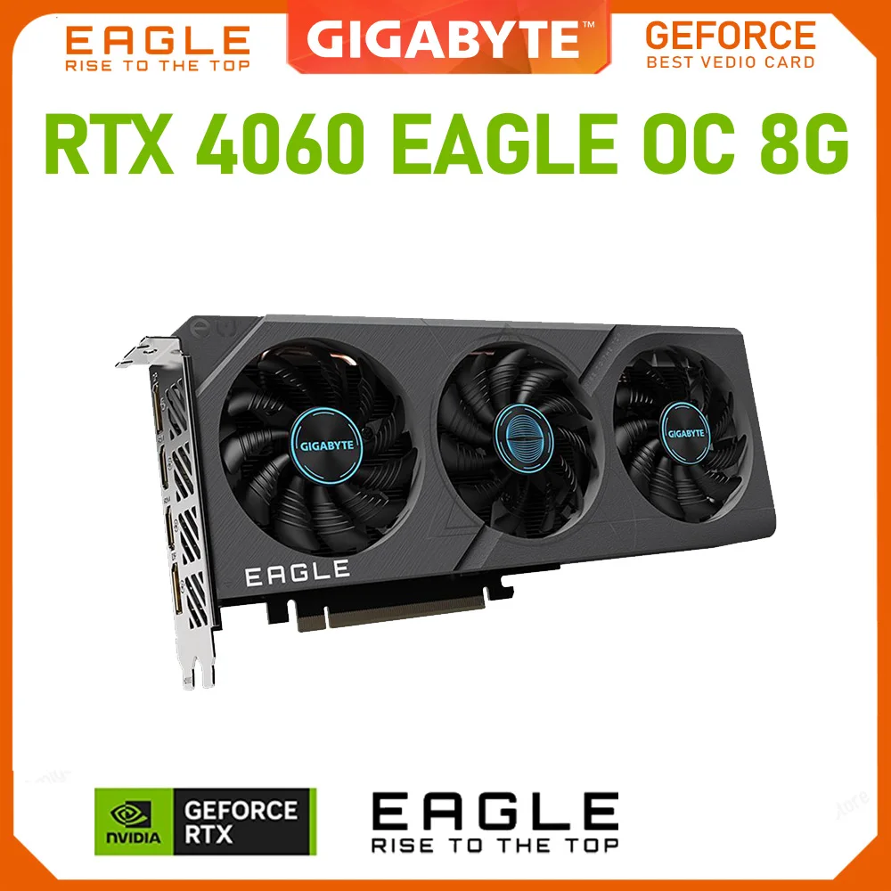 Imagem -04 - Gigabyte-placa Gráfica Geforce Rtx 4060 Eagle oc 8g 128bit 17000 Mhz Fãs Triplos Pci-e 4.0 Novo Gddr6