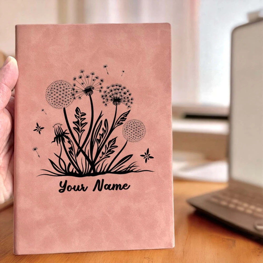 Custom Name Dandelion Hardcover Notebook Personalized Stationery Gift For Student Daily Study Work