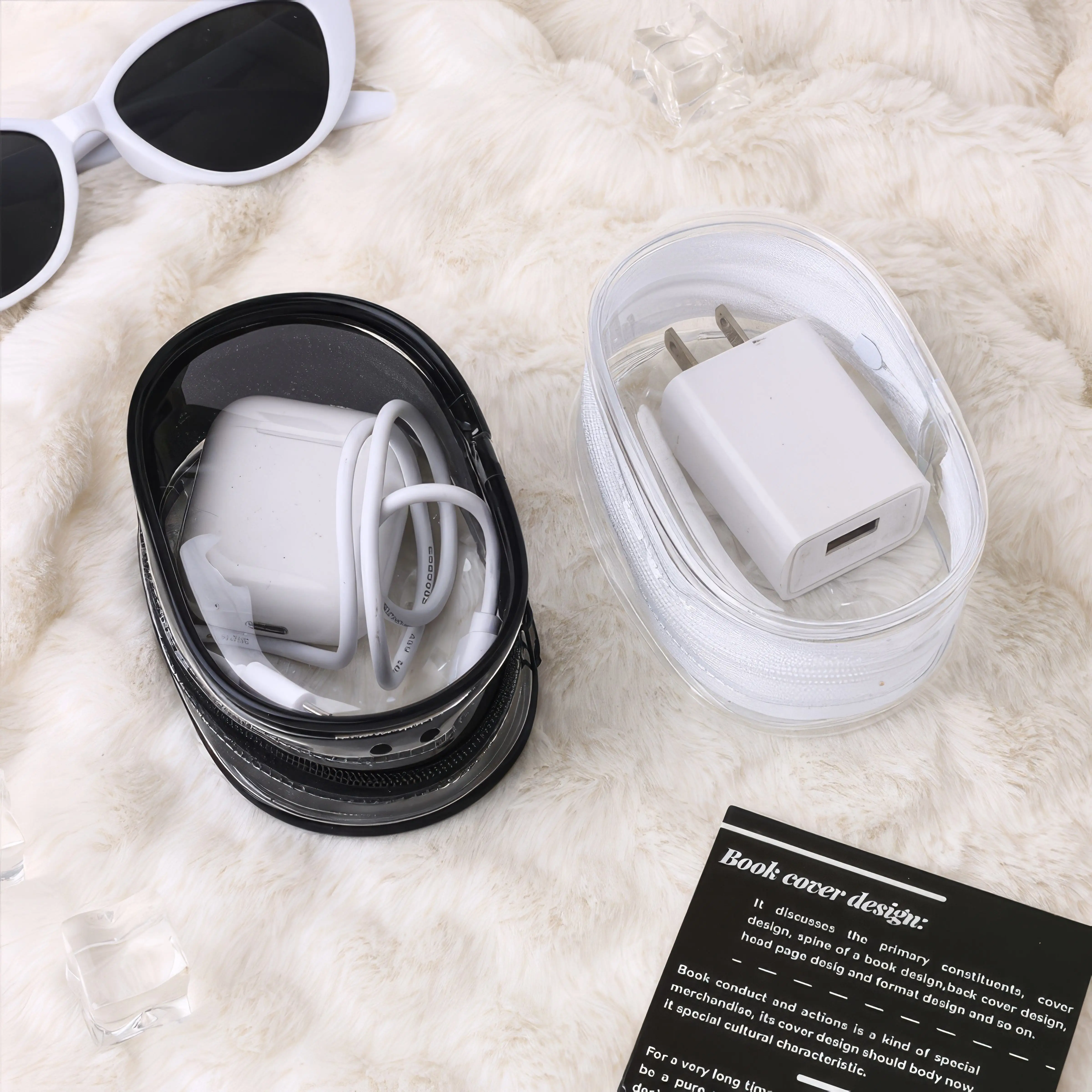 1 Portable Transparent Charger Storage Bag, Saving Space, Charger Storage Bag, Suitable for Travel and Outings