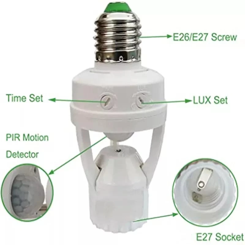 Sensor De Presença Com Fotocélula Para Lâmpada Soquete E27 Bivolt