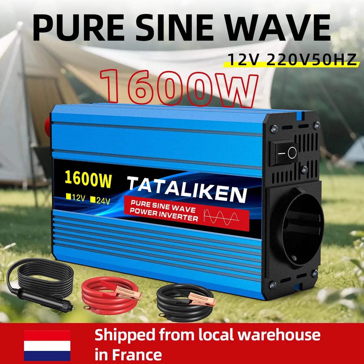 3500W Pure Sine Wave Power Inverter DC 12V to AC 220V 50Hz, EU Wall Plug with Digital Display & Remote Control, Versatile Converter for Garage Workshop Vacation