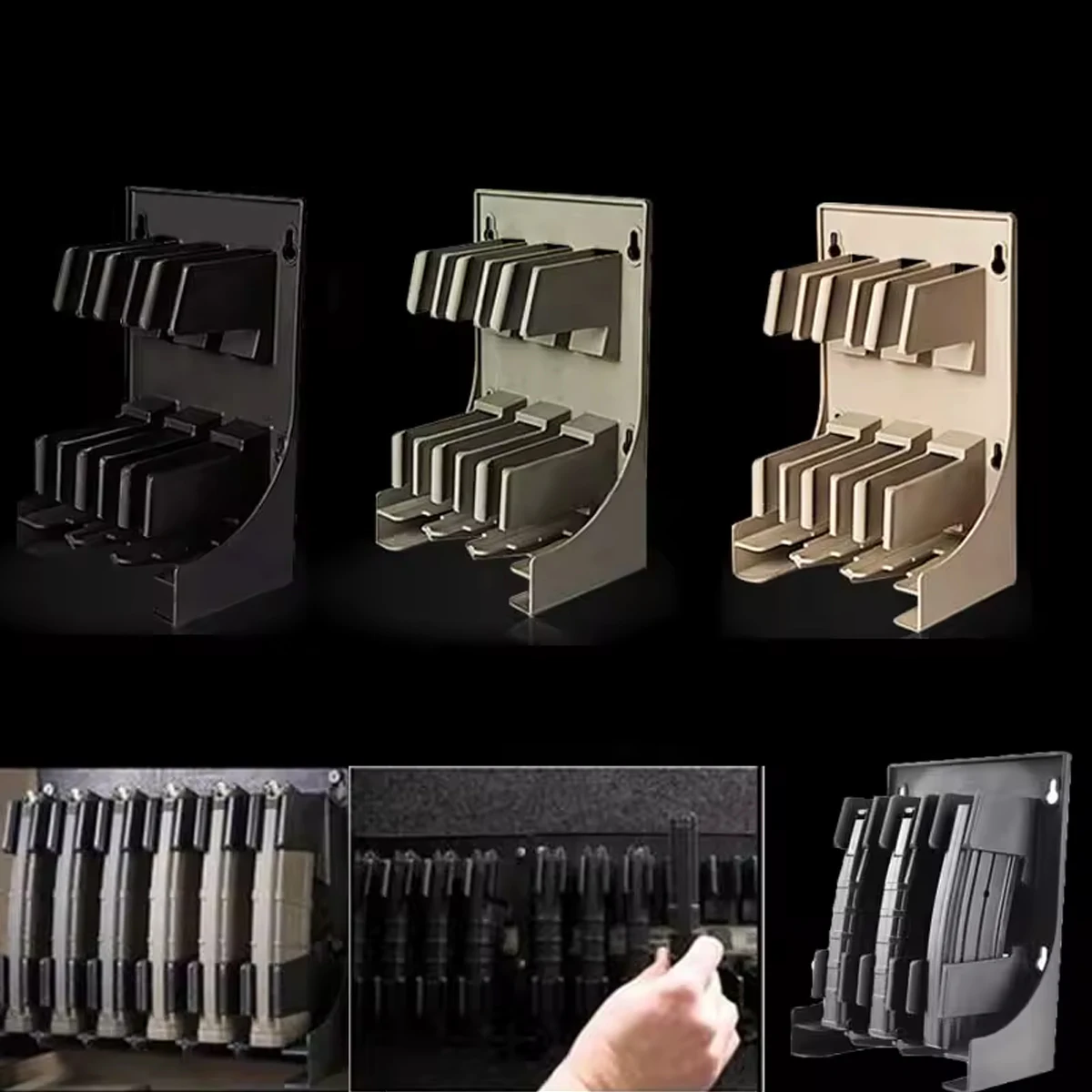 Tactical Mag Storage Holder Storing Layout Organizer Wall Mount Magazine Pouch Rack for Hunting Airsoft 30 Rounds AR-15 Rifle
