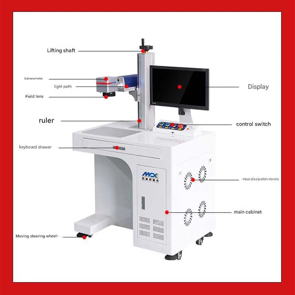 Fiber Laser Marking Machine Desktop Cabinet Desktop Stainless Steel Metal Plastic UV Laser Engraving and Coding Machine
