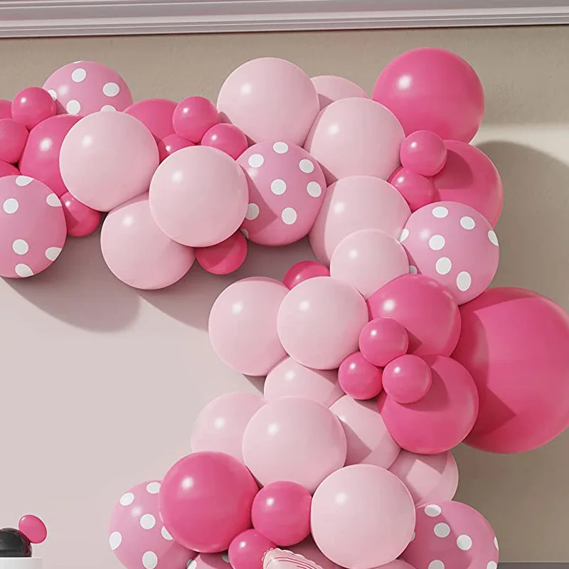 111 pcs Cartoon Pink Latex  Balloon Chain  Pink Bow Birthday Party Decoration Balloons Baby Shower  Global