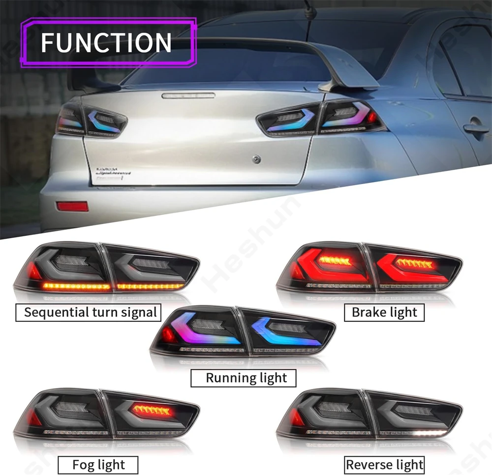 لميتسوبيشي لانسر EVO EX SE ES GT GTS DE X 2007 - 2020 LED المصابيح الخلفية DRL إشارة متتابعة E-mark الذيل ضوء مجموعة مصابيح