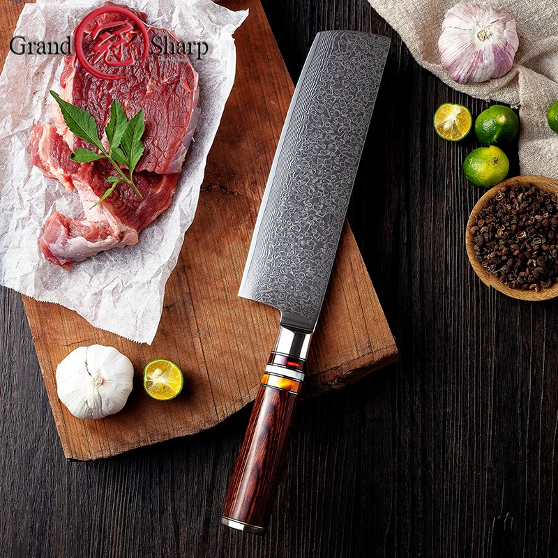 Nakiri Knife 7 Inch 67 Layers Japanese Damascus Stainless Steel Asian Kitchen Knife Chef Vegetables Knives Household Tools NEW