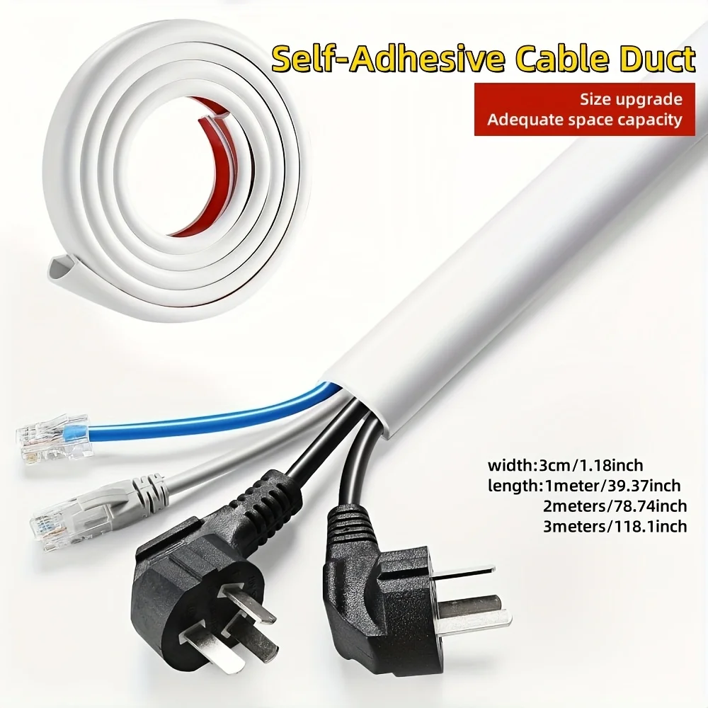 1PC 1/2/3meters Cable Sleeve Arc Floor Cord Cover Self Adhesive Cable Protector Anti Extrusion Wiring Duct for Home Outdoor Wire