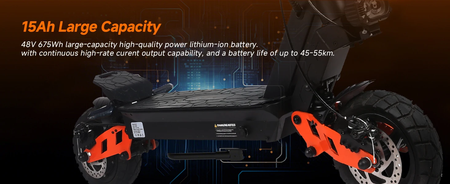 SUNNIGOO Elektroroller für Erwachsene, 800 W Motor, 48 V, 15 Ah Batterie, Offroad-Escooter, 10-Zoll-Offroad-Reifen, faltbarer All-Terrain-E-Scooter – Detail 10