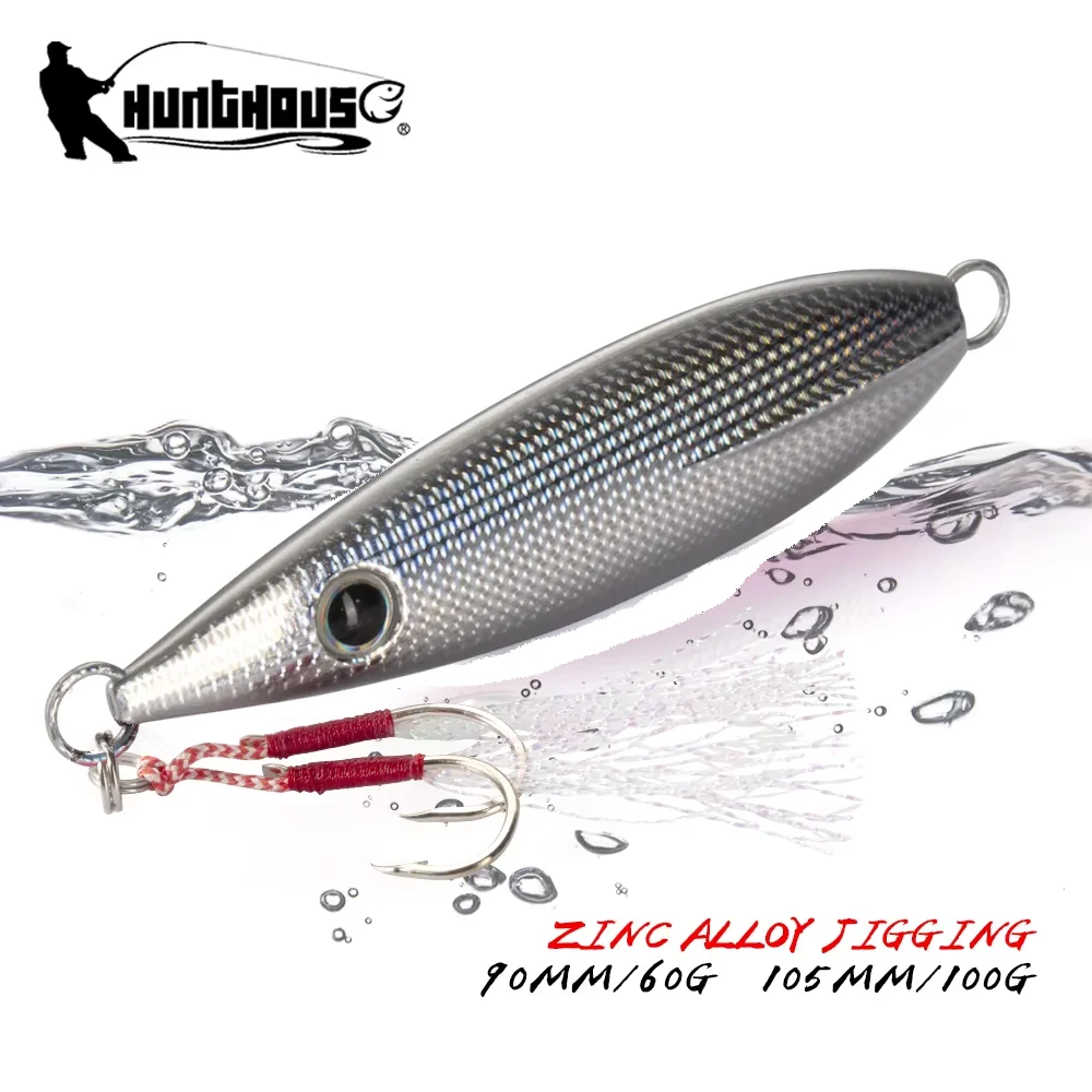 

Hunthouse Trolling Jigging Fishing Lure Hard Bait 90mm/60g 105mm/100g Sinking Zinc Alloy Slow Jig Saltwater For Tuna Bass Tackle