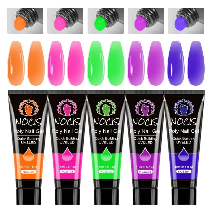 Kit de Uñas de Poly Gel NOCIS para Principiantes: 5 Colores de Poly Gel - Duradero, Adecuado para Arte de Uñas Moderno, Salón en Casa, Uso Diario, DIY - Uñas para Chicas