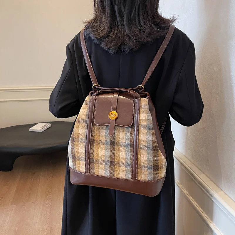 

Plaid Backpack Shoulder Bag Handbag Women New Bucket Bag Underarm Sac Crossbody Bags Ladies Messenger Shipping Free Sale Tote