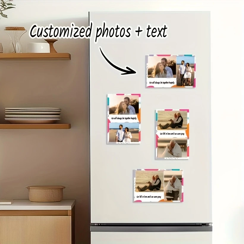 Custom Photo Text Rect Plastic Fridge Magnet Mother’s Xmas Grad Thanksgiving New Year Valentine Home Decor Keepsake