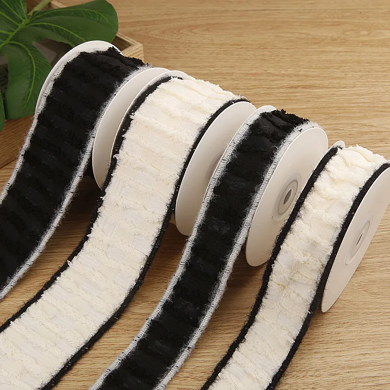 Winter Stripe Woolen Ribbon Thick Trim Black Beige 25mm 40mm DIY Hair Bowknots Banana Clips Brooch Accessories Cloth Material