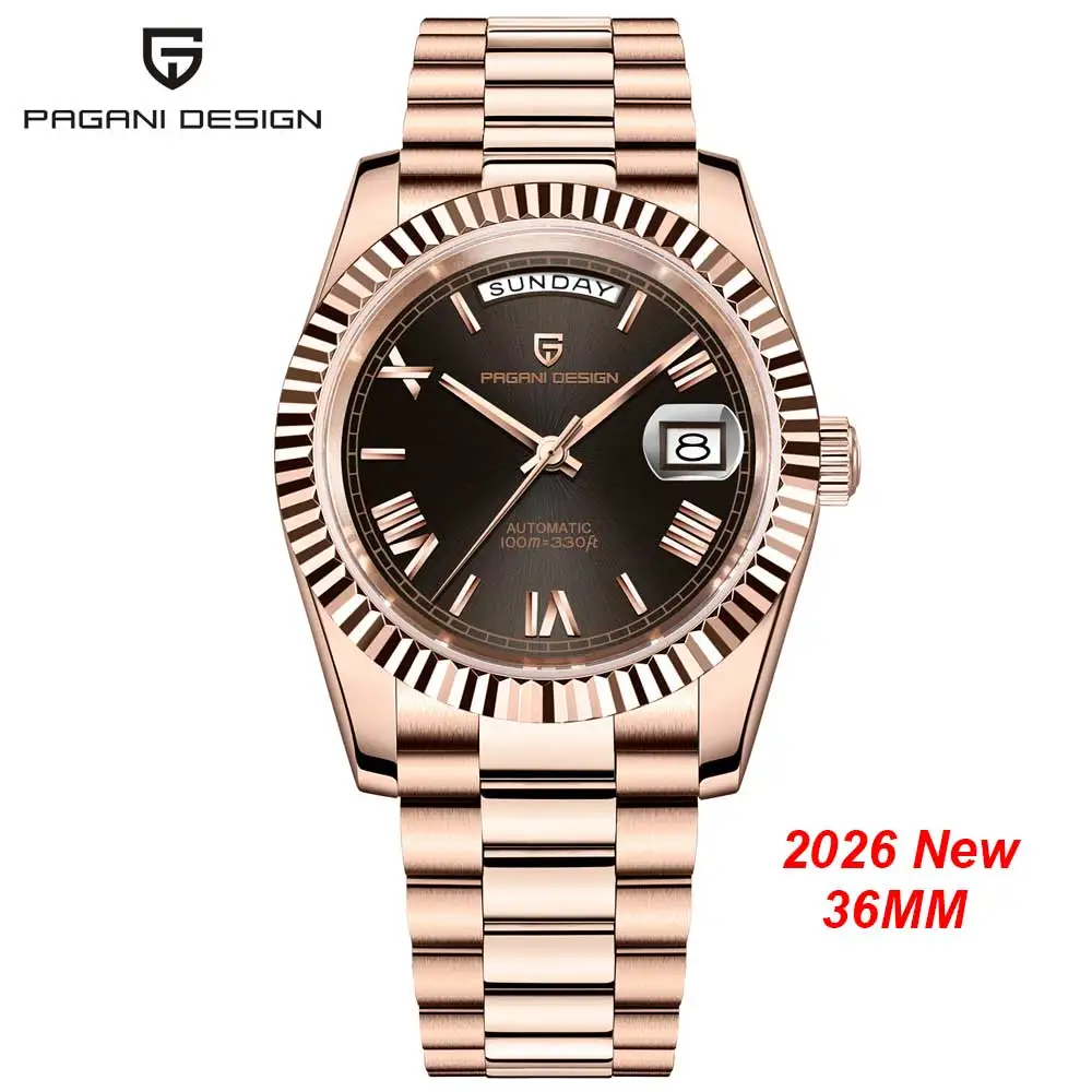 PAGANI DESIGN D36 Goud Zwart Heren Mechanisch Horloge Luxe Automatisch horloge voor heren AR Saffierglas Polshorloge Lokale verzending