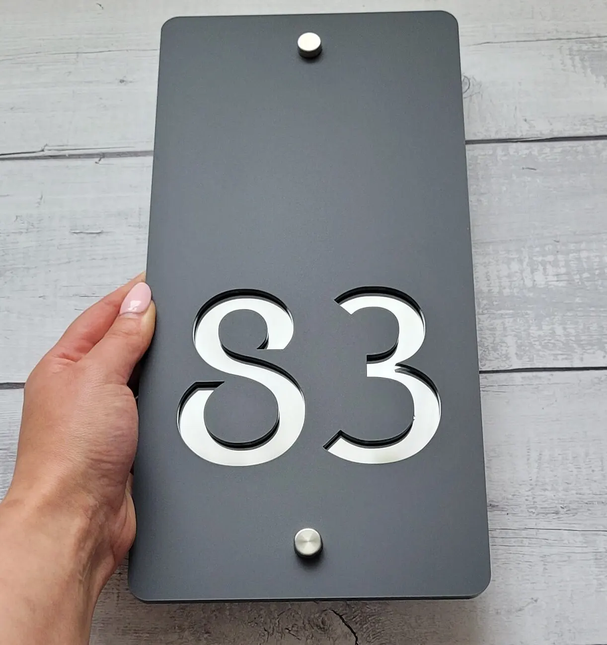 

Laser Cut Matt Modern House Sign | House Number | Vertical House Sign | 150mm x 300mm | 190mm x 370mm