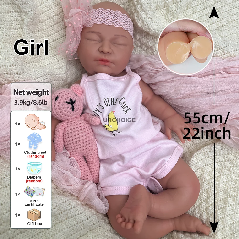 22 "Ultra Realistische Reborn Baby Meisje Zachte Siliconen Handgeschilderde Pop Voor DIY Model Verzamelaars Kerst/Kinderdag geschenken