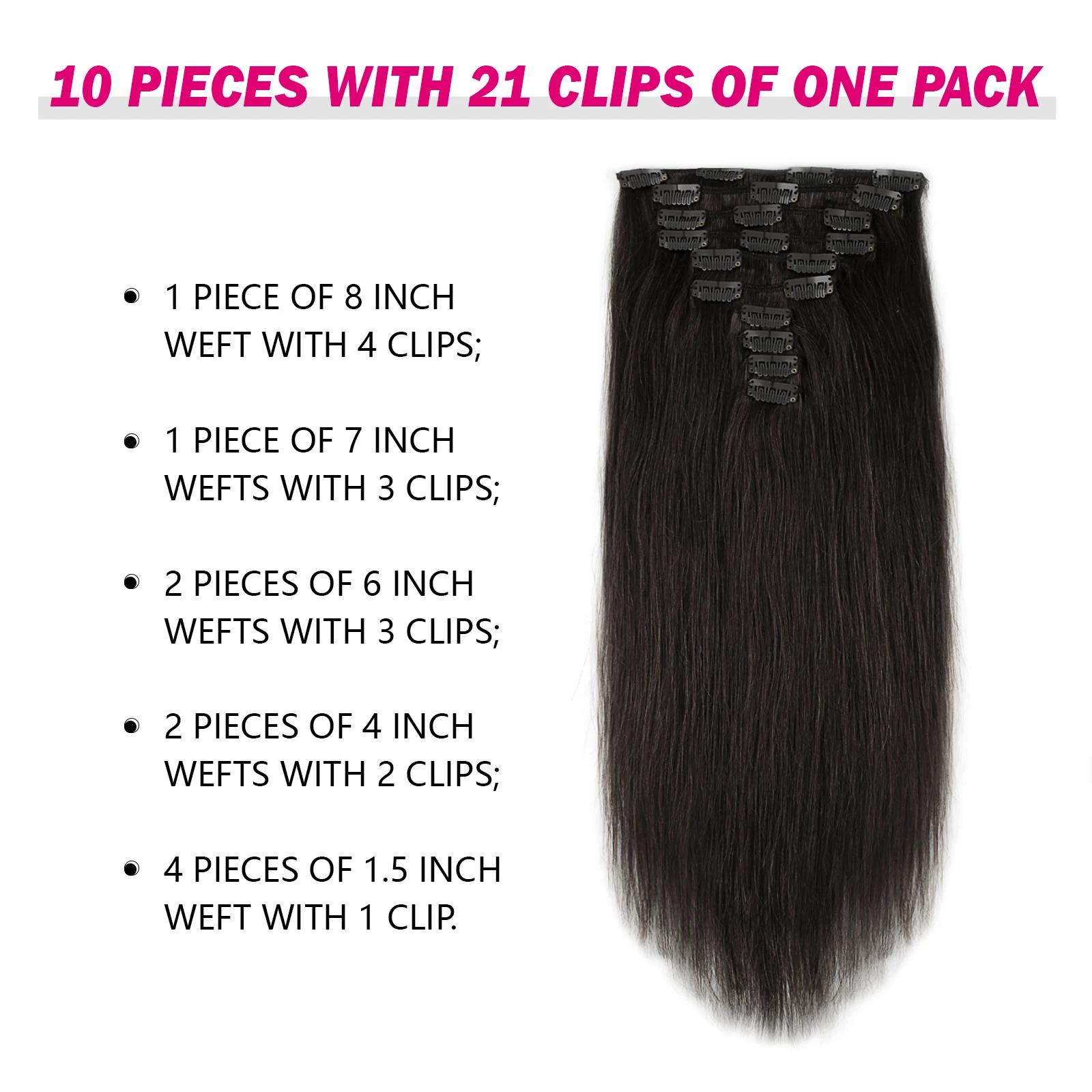 Sixstarhair Clip nell'estensione dei capelli 10 pezzi 160G e 220G/pacco 20'22' naturale 100 estensioni dei capelli umani clip ins per le donne