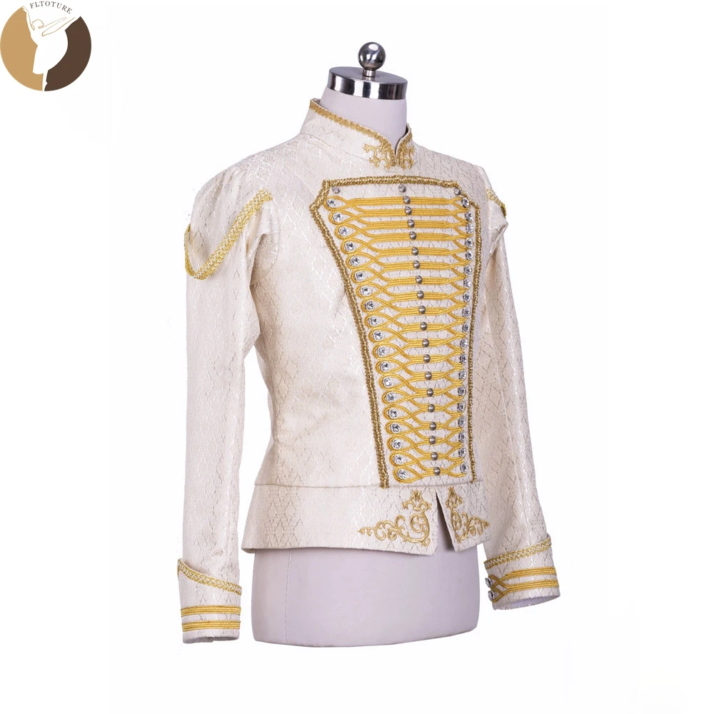 FLTOTURE Professional Man Ballet Gold Jacket Soldier Stage Costumes MT023 Nutcracker Prince Male Tunic For Ballet Perfomance