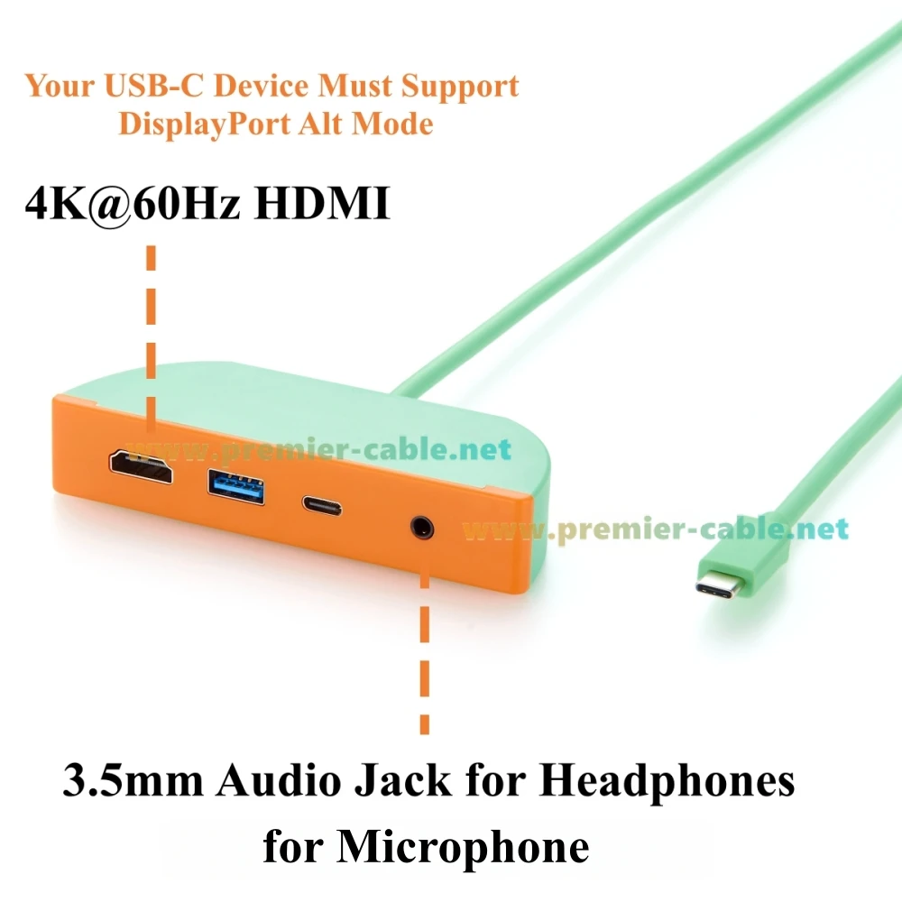 4-in-1 Multiport-USB-C-Hub, mit 4K@60Hz HDMI, USB 3.2 Gen 2 10Gbps USB-A- & USB-C-Anschlüssen, 3,5-mm-Audio-Kopfhörer-Mikrofon-Buchse – Detail 5