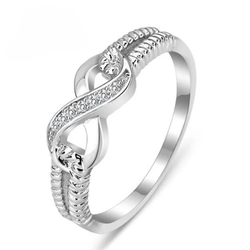 Lucky Letters 8 Shaped Rings For Women Real 925 Sterling Silver Color AAA Cubic Zirconia Eternity Jewelry Kobiecy prezent ślubny — zdjęcie 2
