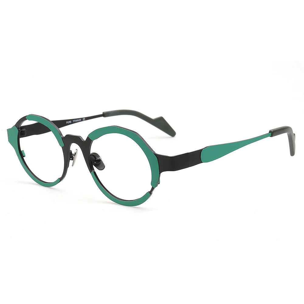 Funky Mens Round Titanium Eyeglasses Women Vintage Optical Glasses Frames Nerd Prescription Spectacles Oddball Eyewear Myopia