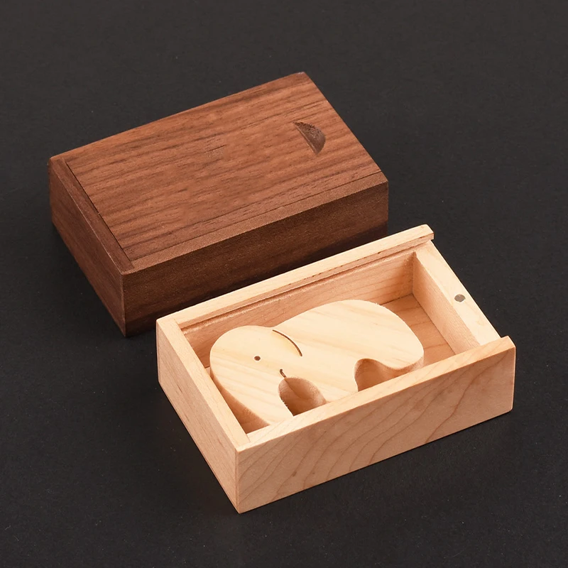 3.15x2x0.98inch Solid Wood Storage Boxes with Sliding Top for For Small Items Ring or Gift Box USB Commemorative Storage Case