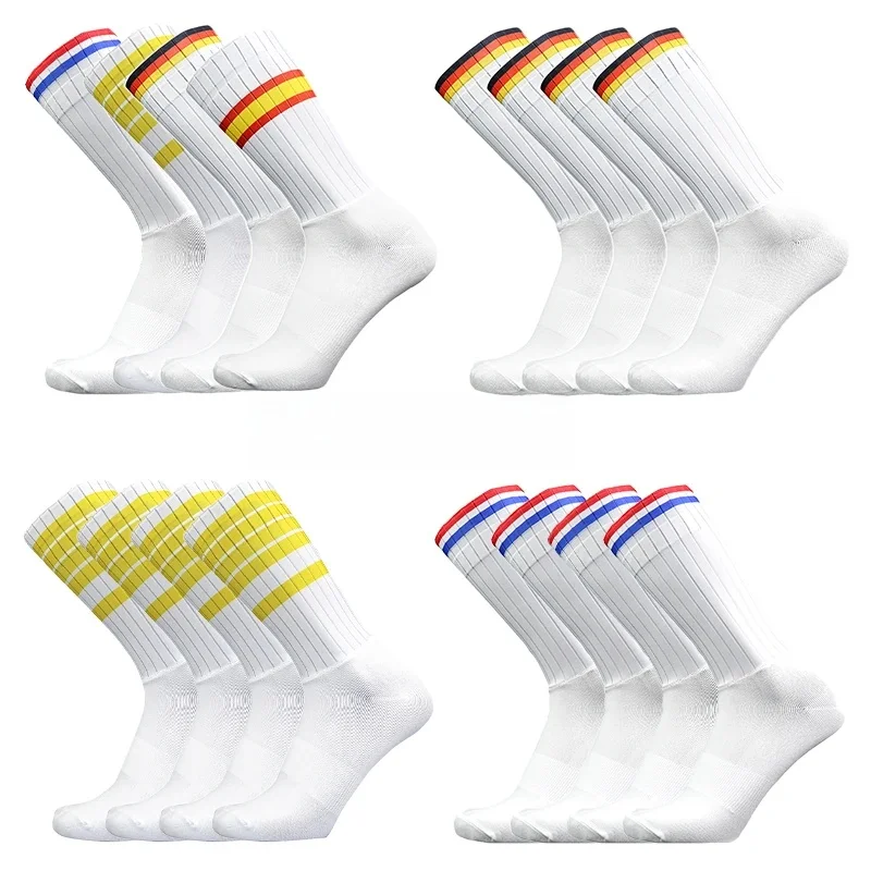 AliExpress NONE 4 Pairs of Outdoor Sports Socks Breathable Lightweight Non-Slip Silicone Striped Cycling Running Socks