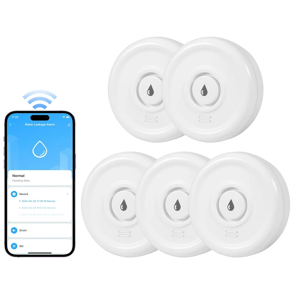KERUI WiFi Water Flood Drip Leak Detector Compatible Tuya Smart System 100db Sound Alert Water Leakage Alarm For Indoor Home