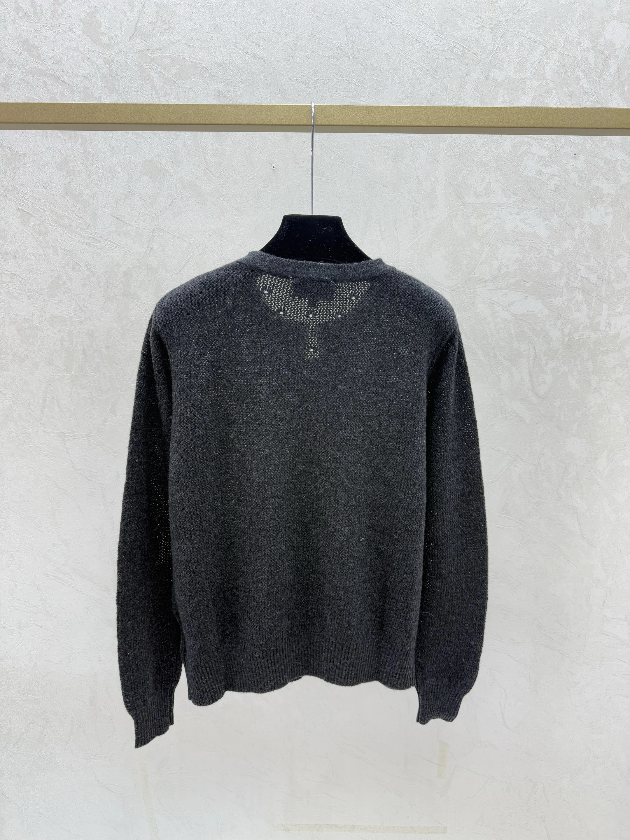 

Женский однотонный кружевной вязаный топ с длинными рукавами и круглым вырезом, базовая рубашка, повседневная элегантная футболка свободного покроя