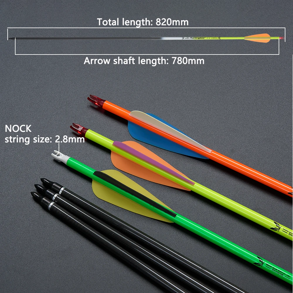 Toparchery 6 12 24 PCS 32 Inch Pure Carbon Arrows Spine 400 Colorful Shaft for Outdoor Target Hunting Arrow