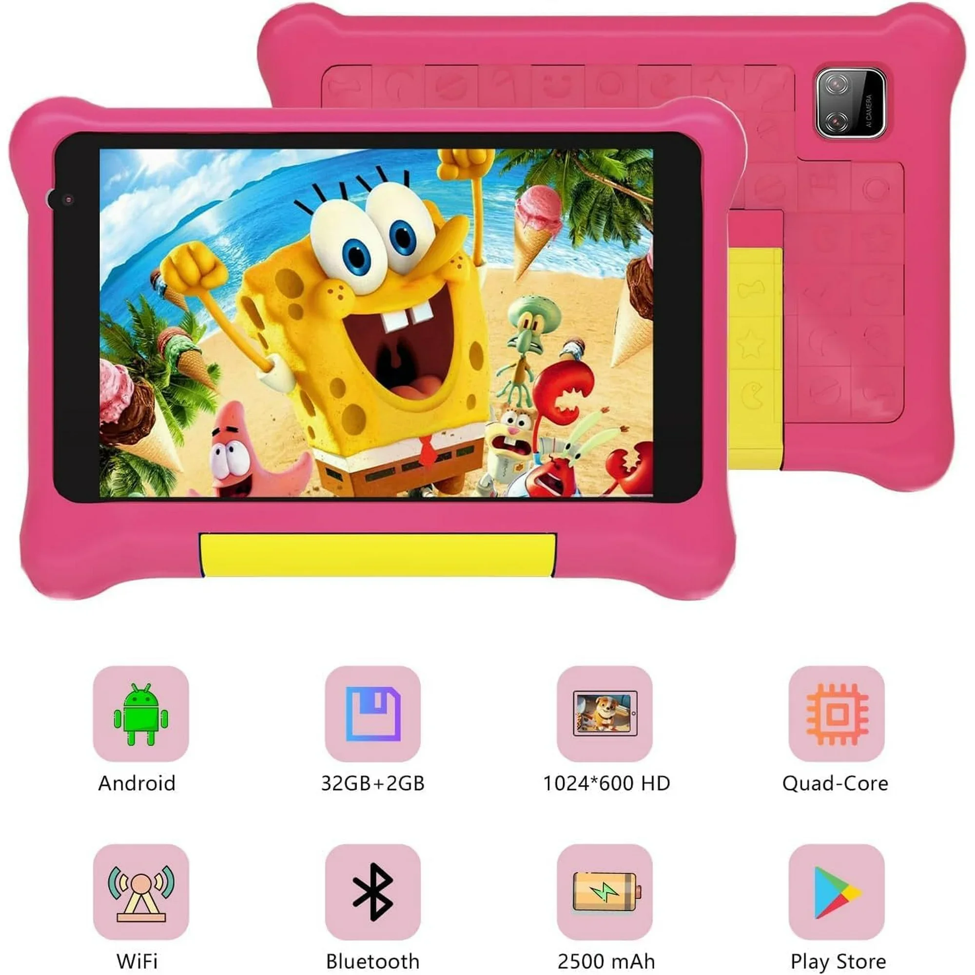 BESTSKI Kids Tablet 7 pollici, Allwinner Go Quad Core, 5GB RAM + 32GB ROM, espansione 128GB, Tablet per bambini con controllo genitore