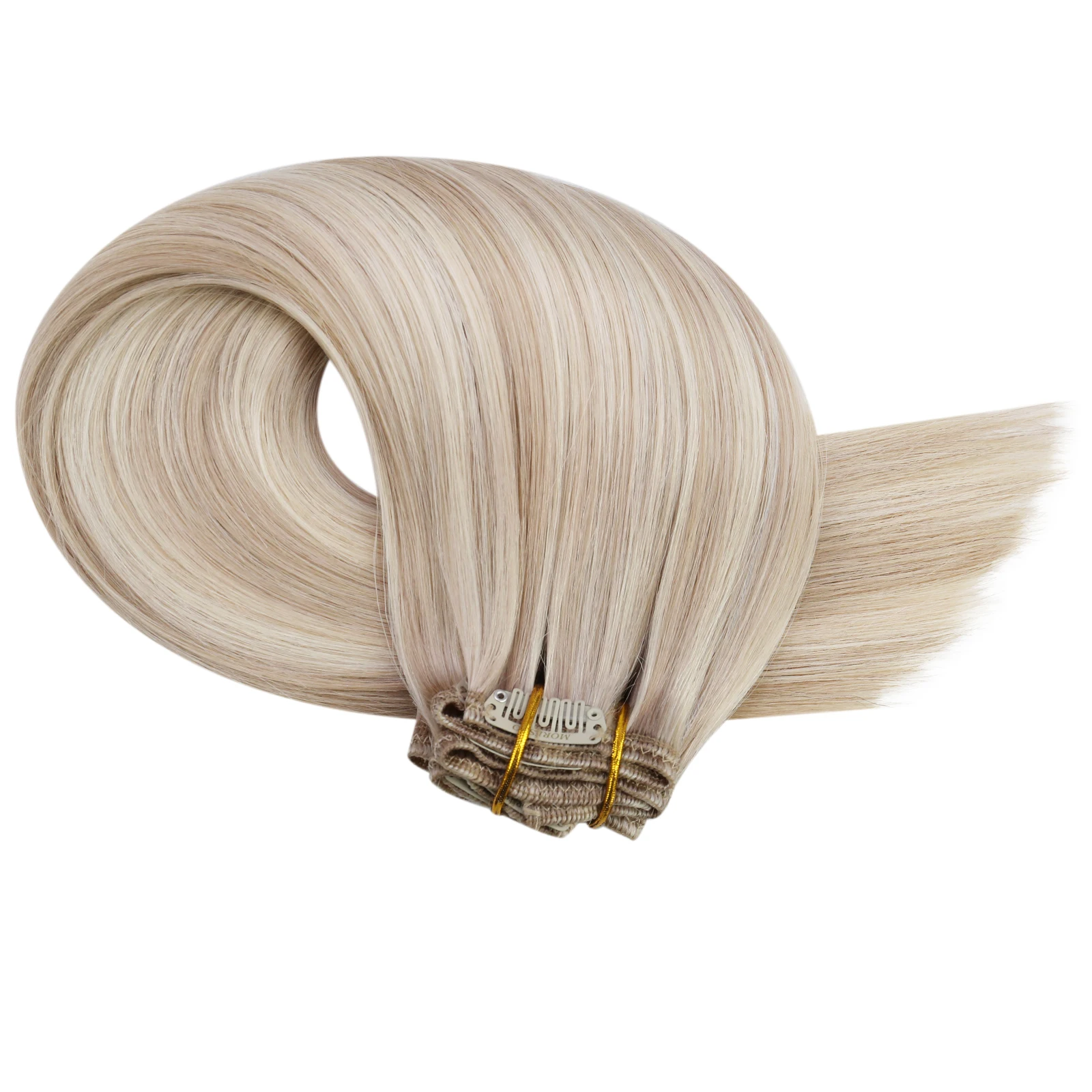 Moresoo Clip in Human Hair Extensions 10-24 inch Machine Remy Menselijk Haar Braziliaanse Doule Inslag Onzichtbare Set Recht 5/7 Stuks 100G