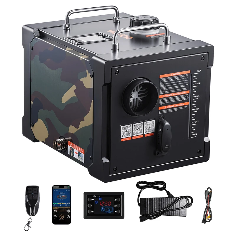 SucceBuy, riscaldatore diesel portatile da 2/8 kW, alimentato a corrente continua 12/24 V, con controllo tramite app Bluetooth, allarme CO e schermo LCD, ideale come riscaldatore per auto, camion,