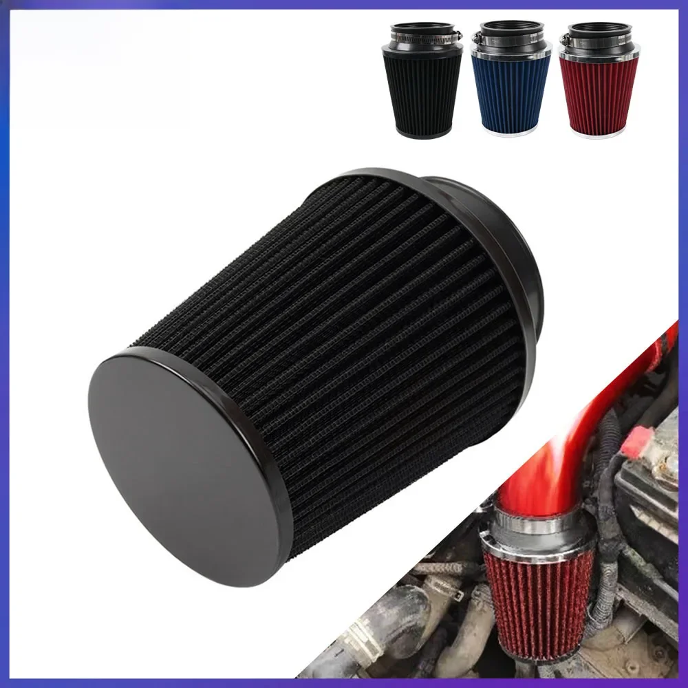 76MM 3-calowy uniwersalny samochodowy filtr powietrza Sport Power Mesh Cone Air Cleaner High Flow Car Cold Air Intake Filter Induction Kit OFI077 — zdjęcie 2