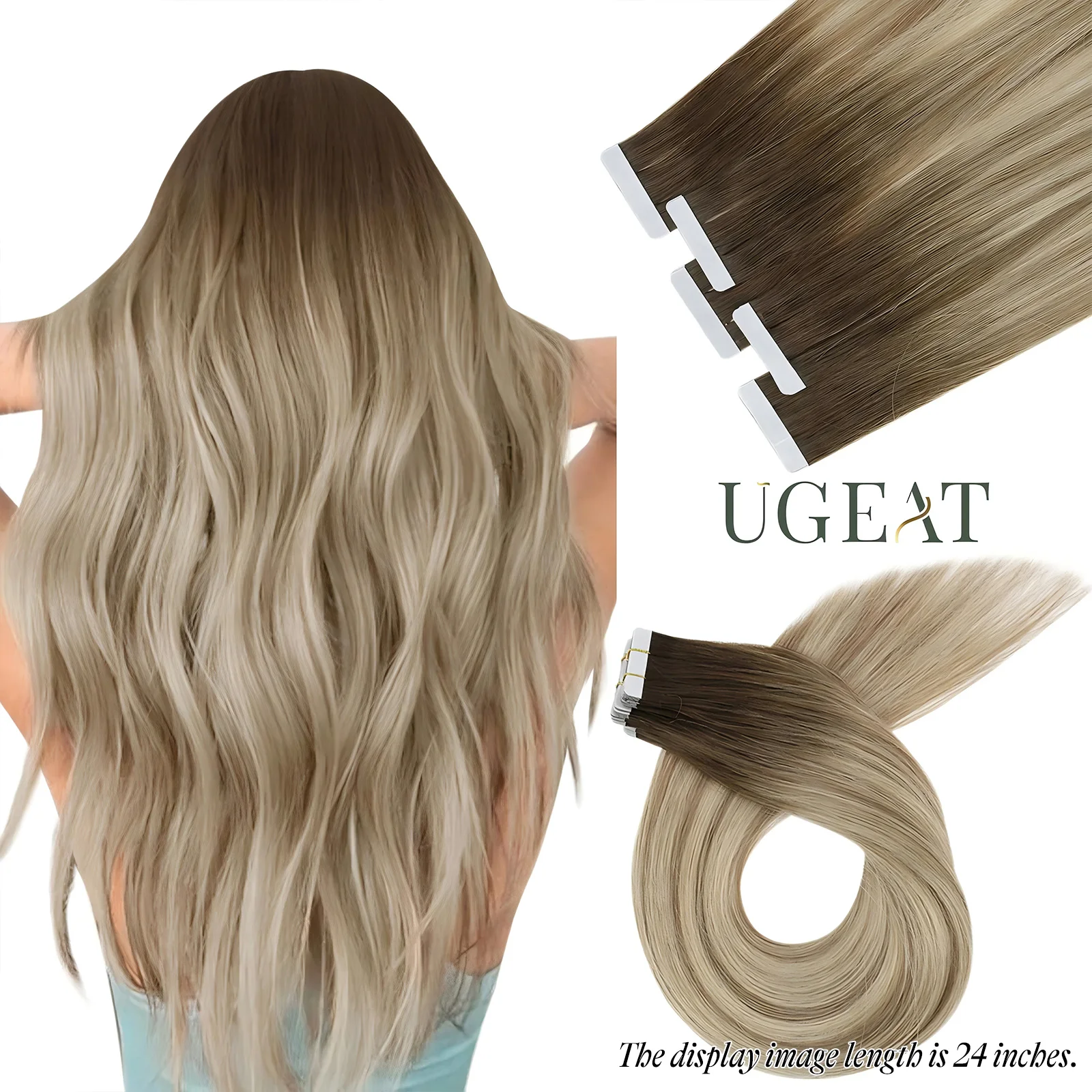 

[Last 12 Months] Ugeat Tape in Hair Extensions Virgin Human Hair 10A Grade Tape in Extensions Human Hair