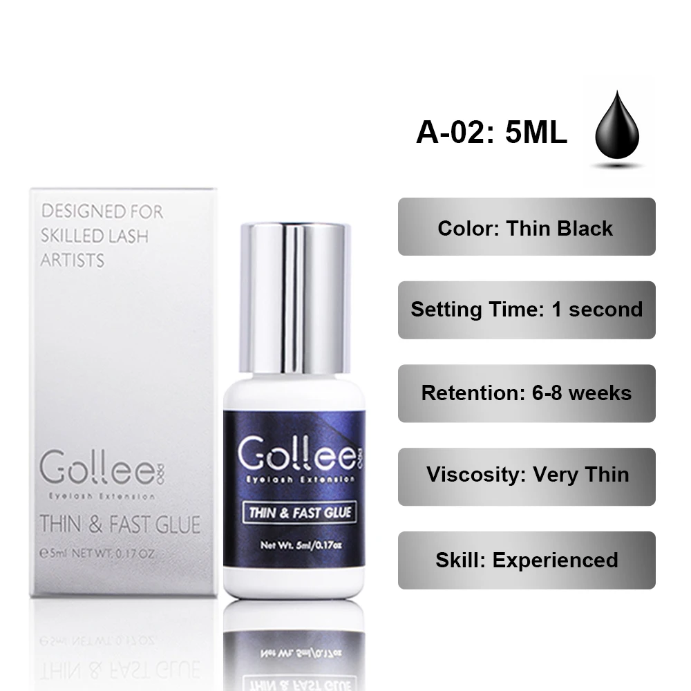 Gollee Lash Extension Glue Thin&Fast 1S Dry Eyelash Stick 6ml Super Booster Help Accelerator OIl Dust Deep Clean Lash Primer Set