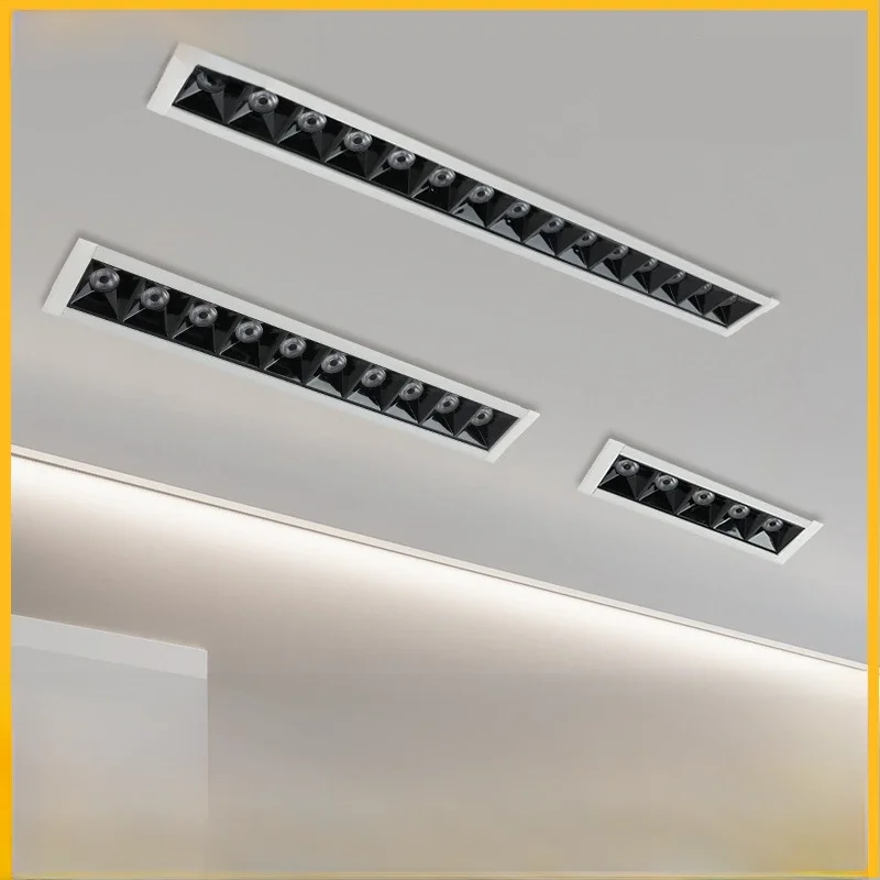 New LED line Downlight Recessed Rectangle Grille Ceiling Lamp 10W 20W 30W AC85~265V LED Spot Light For Home Shop Decor Living