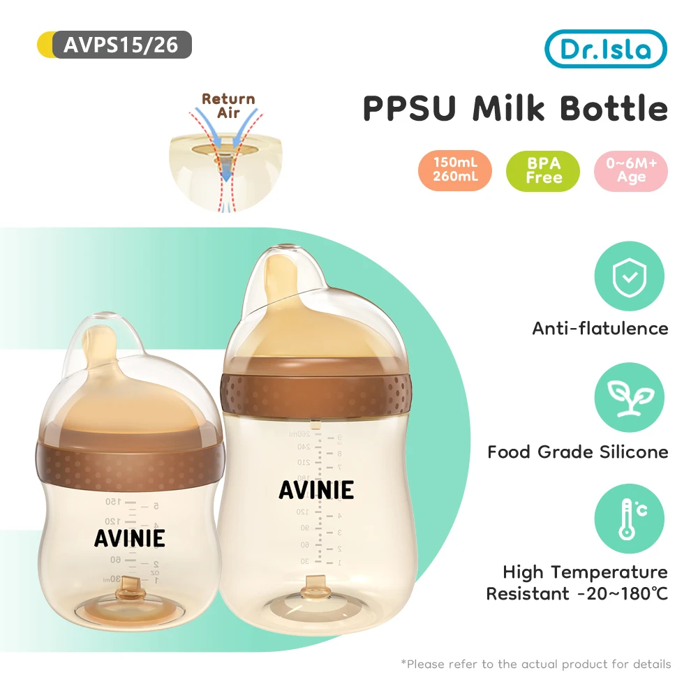 

1PCS 150ml/260ml Baby bottles PPSU Baby Bottles Kids Teeth Guard Feeding Bottle Antifall Bottom Return Air Anti-bubble BPA Free