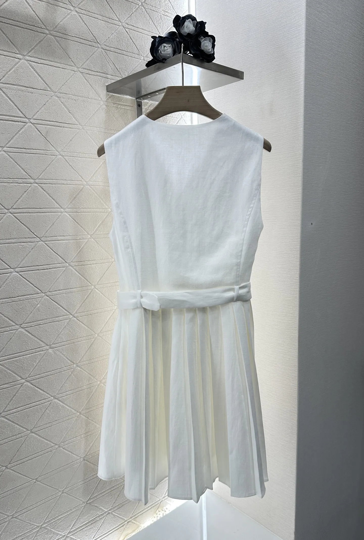 2025 New Women's Belt Folded Linen Tank Top Dress 153