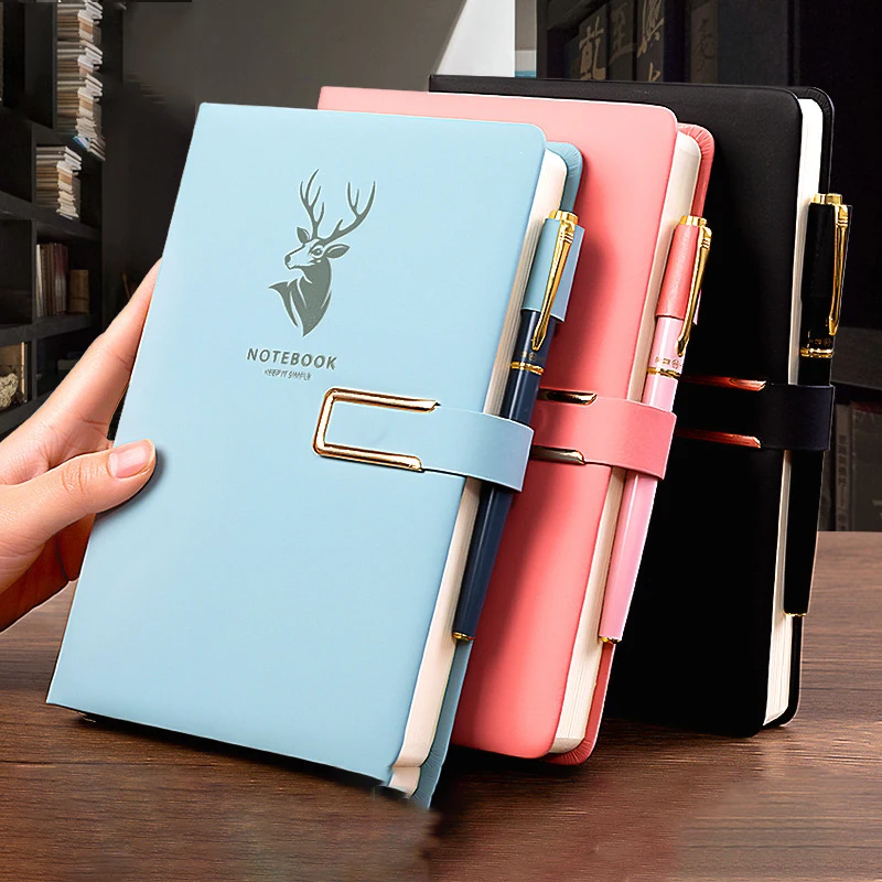 

A5 Notebook Leather Hardcover160 Sheets Planner Diary Notepad Journal Students Agenda Stationery Office School Supplies