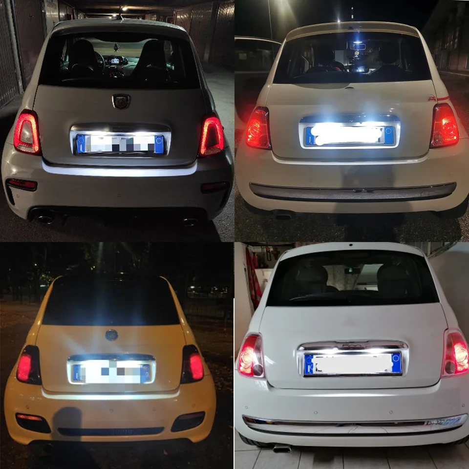 2PCS LED License Plate Light For Fiat 500 Abarth 500 2007-2020