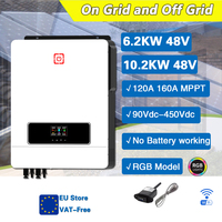 6.2KW or 10.2KW Hybrid Solar Inverter Build-in Mppt 160A Controller 500VDC PV Input 230VAC 48V Pure Sine Wave Hybrid Inverter